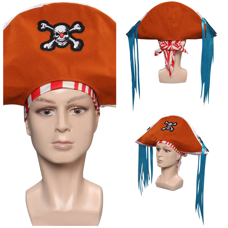 Anime One Piece Buggy Yellow Unisex Pirate Hat Cap Headgear Party Carnival Halloween Cosplay Costume Accessories