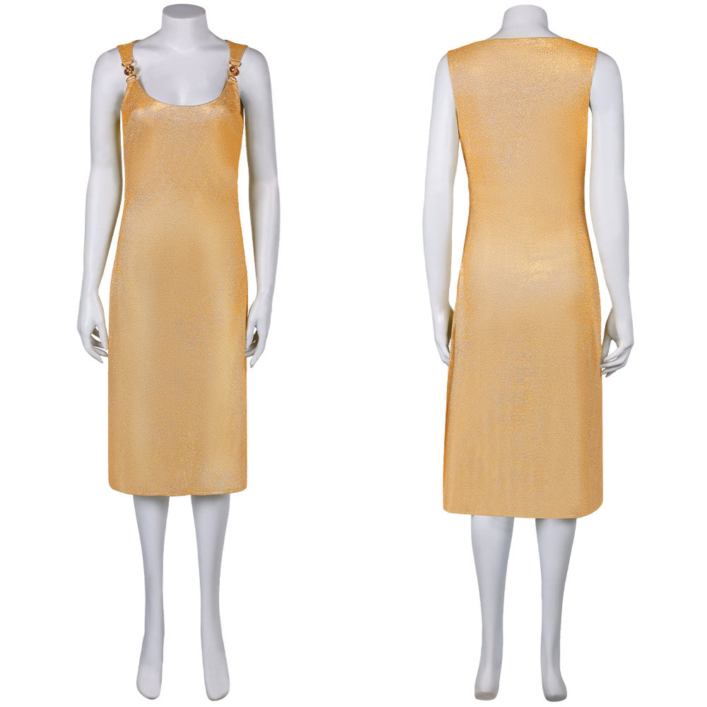 Argylle 2024 Elly Conway Women Golden Dress Party Carnival Halloween  Cosplay Costume