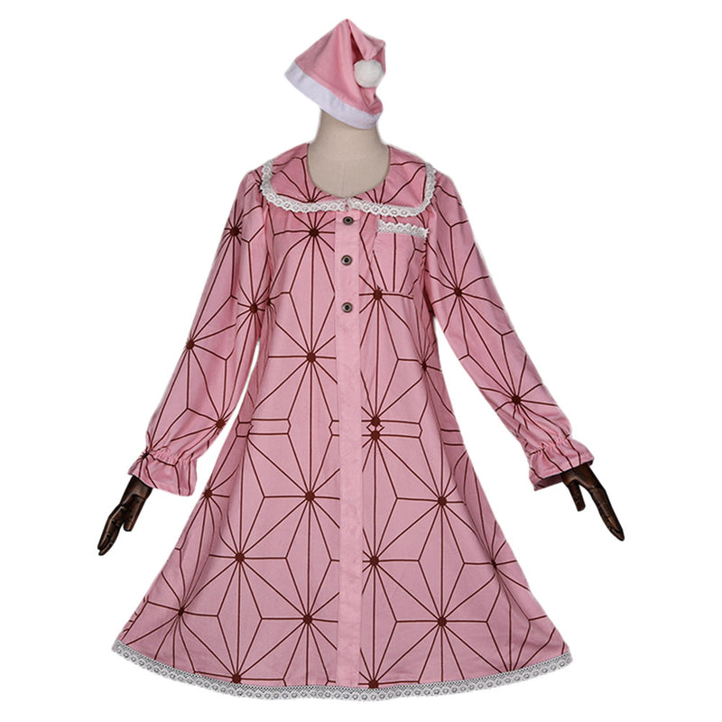 Anime Pink Pajamas Dress Hat Outfit Cosplay Costume