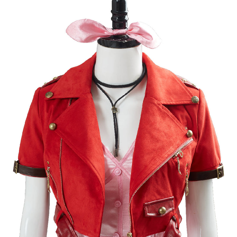 Final Fantasy VII 7 Aeris Aerith Gainsborough Pink Dress Outfit Cosplay Costume