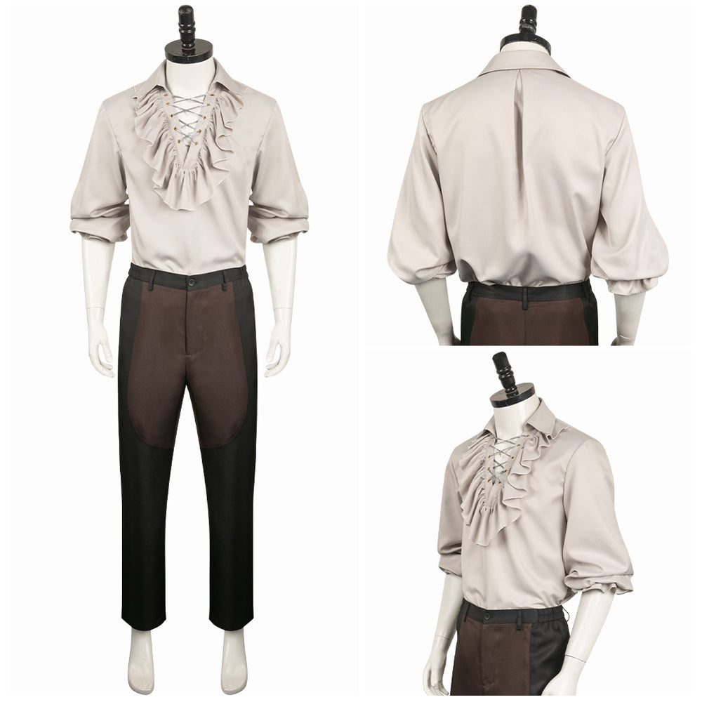 BG3 Astarion Eccentric Clothes Medieval Shirt Pants Wig Full Set Halloween Cosplay Costume BG3 Astarion Eccentric Clothes Medieval Shirt Pants Wig Full Set Halloween Cosplay Costume