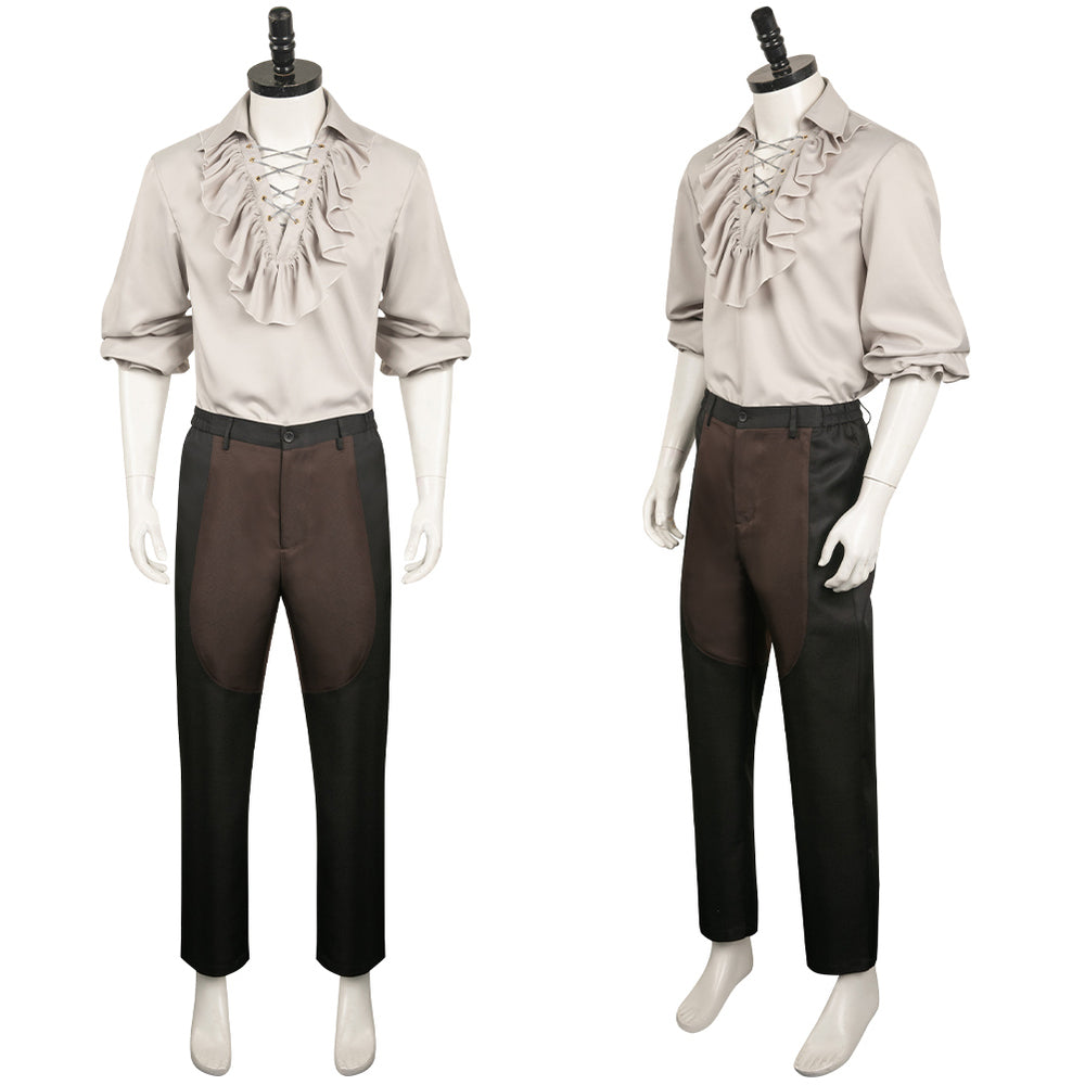BG3 Astarion Eccentric Clothes Medieval Shirt Pants Wig Full Set Halloween  Cosplay Costume