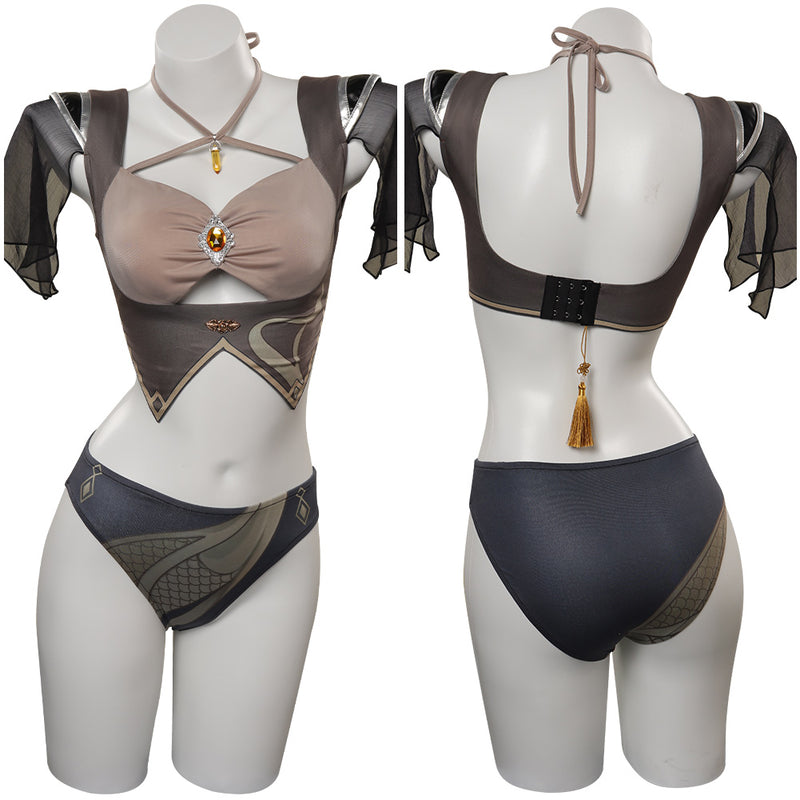 Genshin Impact Zhongli Cosplay Costume Swimsuit Halloween Carnival Party Disguise Suit