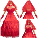 Beetlejuice Lydia Deetz Original Design Red Silks Sexy Adult Wedding Dress Party Carnival Halloween Cosplay Costume