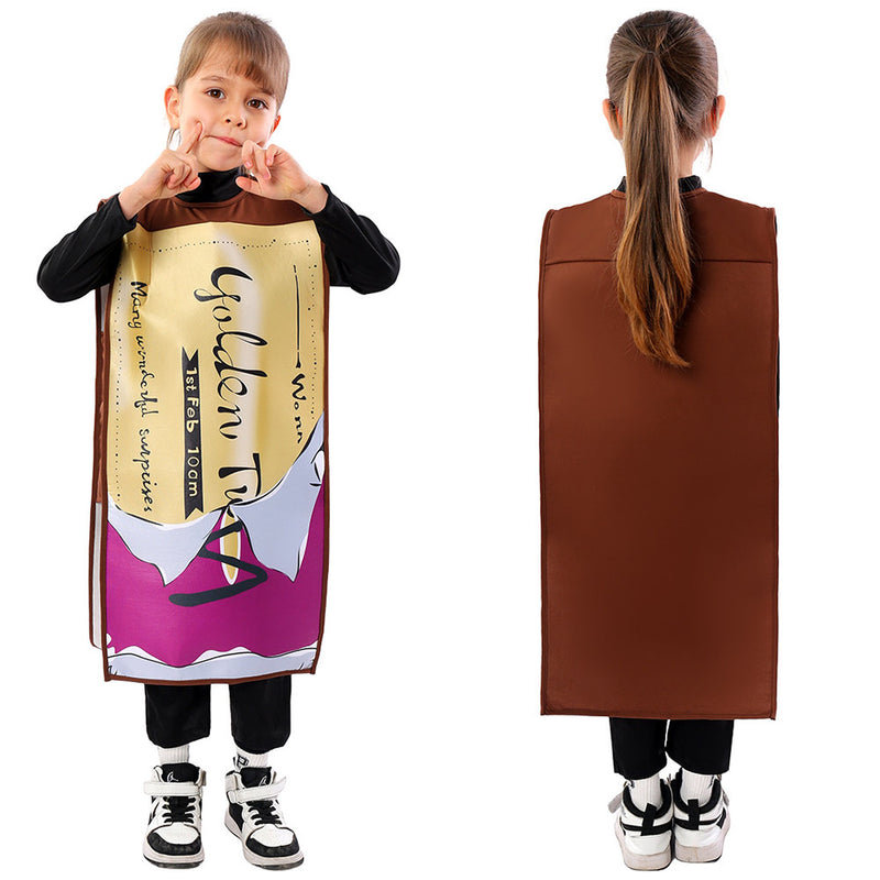 Charlie and the Chocolate Factory Kids Children Gold Coupon Cosplay Costume Charlie and the Chocolate Factory Kids Children Gold Coupon Cosplay Costume