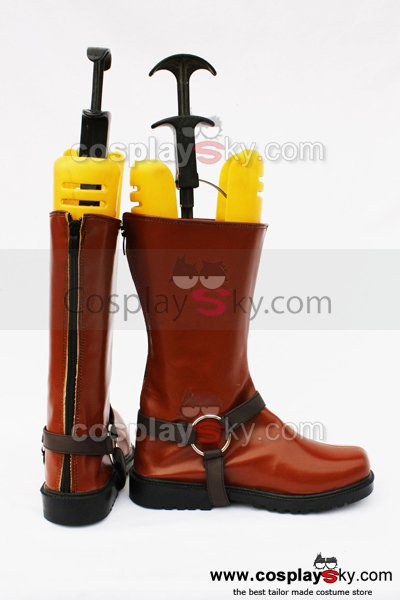 Cossky Costumes 18Gou Brown Cosplay PU Leather Boots Shoes
