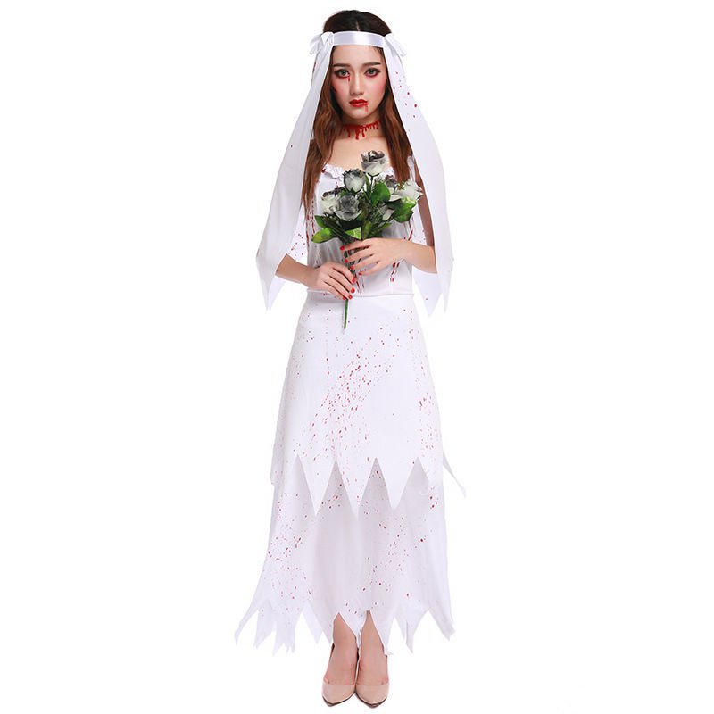 Cossky Costumes Halloween Sexy Zombie Bride Adult Ghost Dress Cosplay Costume