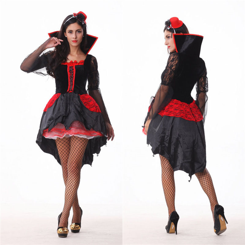 Halloween Vampire Sexy Womens Gown Robe Cloak Adult Suit Dress Cosplay Costume  Suit Dress