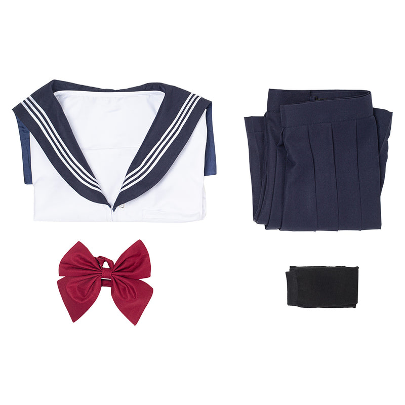 Summer Navy Sailor Suit Cosplay Top Skirt Outfit JK High School Unifor
