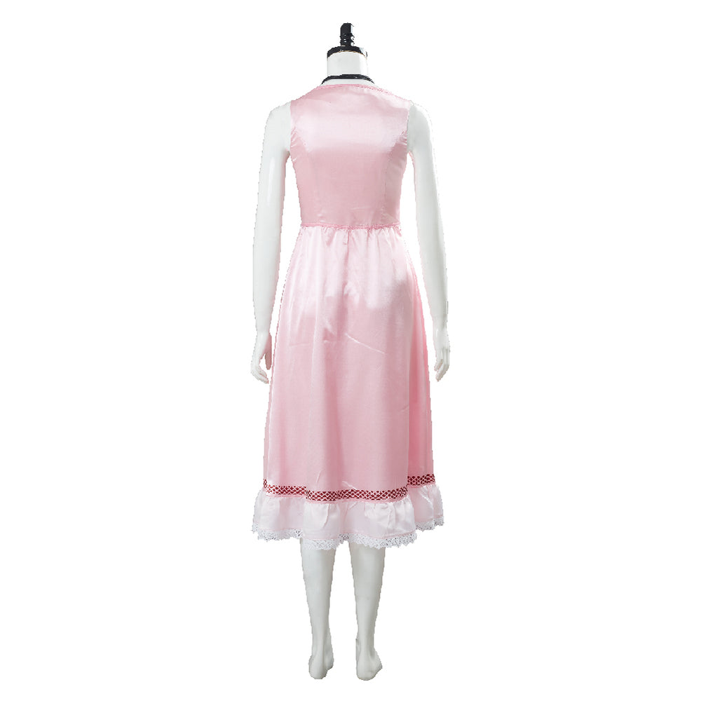 aerith simple pink dress Final Fantasy VII Remake FF7 Aerith Gainsborough Dress Cosplay Costume   Gcosplay