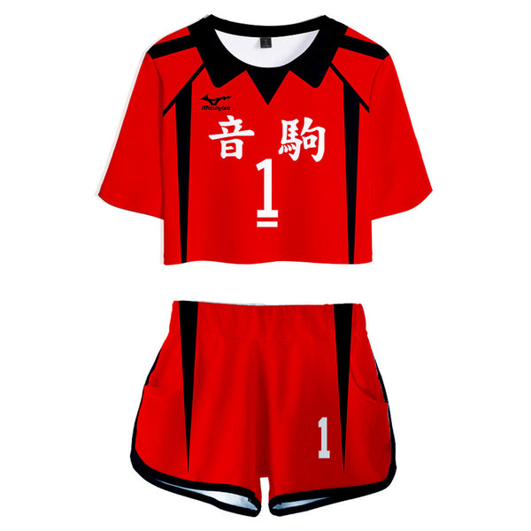 Nekoma High School NO 1 Kuroo Tetsurou Jersey Sports Wear Uniform Top Shorts for Women Cosplay Costume