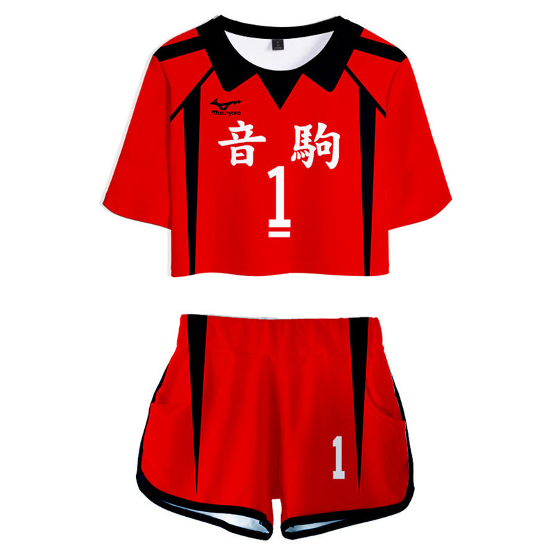 Nekoma High School NO 1 Kuroo Tetsurou Jersey Sports Wear Uniform Top Shorts for Women Cosplay Costume