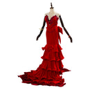 FF VII Remake Aerith Aeris Gainsborough Red Party Dress Halloween Cosplay Costume