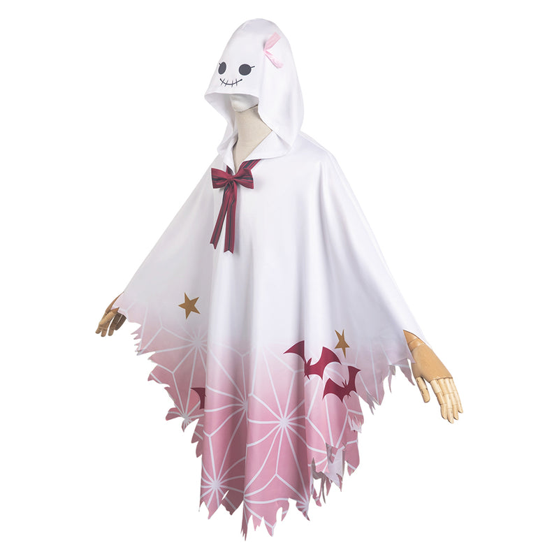 Demon Slayer Kamado Nezuko White Unisex Ghost Hooded Cape Party Carnival Halloween Cosplay Costume Accessories