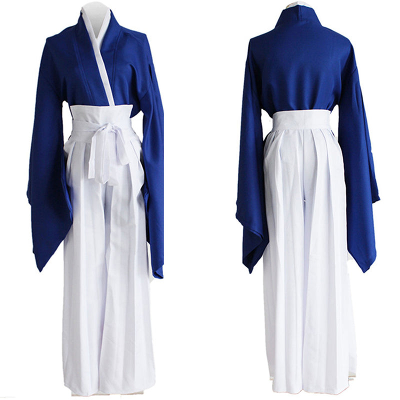 New Anime Rurouni Kenshin Himura Kenshin Kimono Cosplay Costumes Blue Full  Sets Kendo Uniform Halloween costume