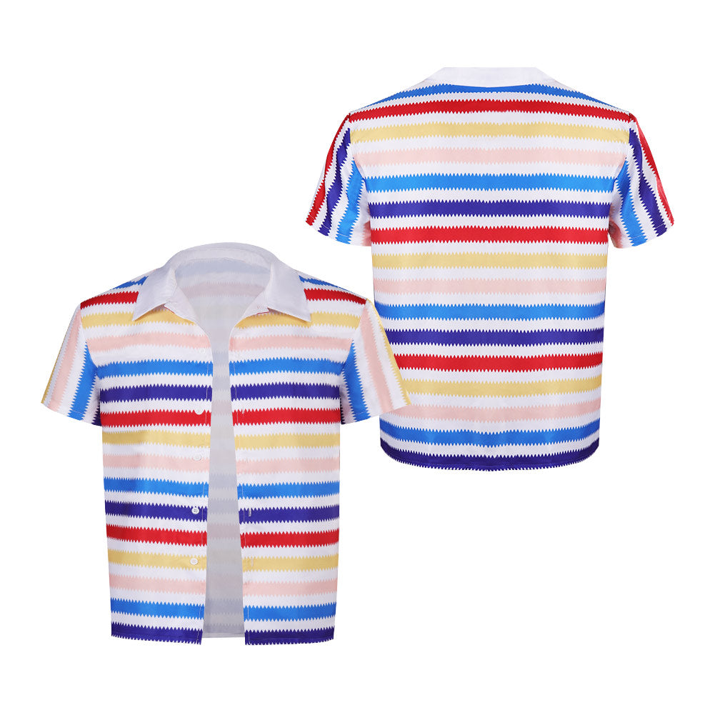 2023 Doll Movie Allan Rainbow Striped Shirt Outfits Halloween Carnival