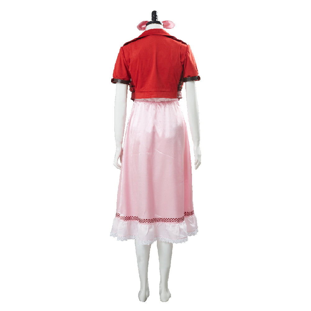 Final Fantasy VII 7 Aeris Aerith Gainsborough Pink Dress Outfit Cosplay  Costume