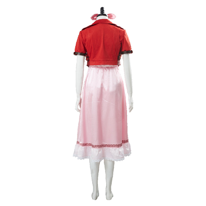 Final Fantasy VII 7 Aeris Aerith Gainsborough Pink Dress Outfit Cosplay Costume