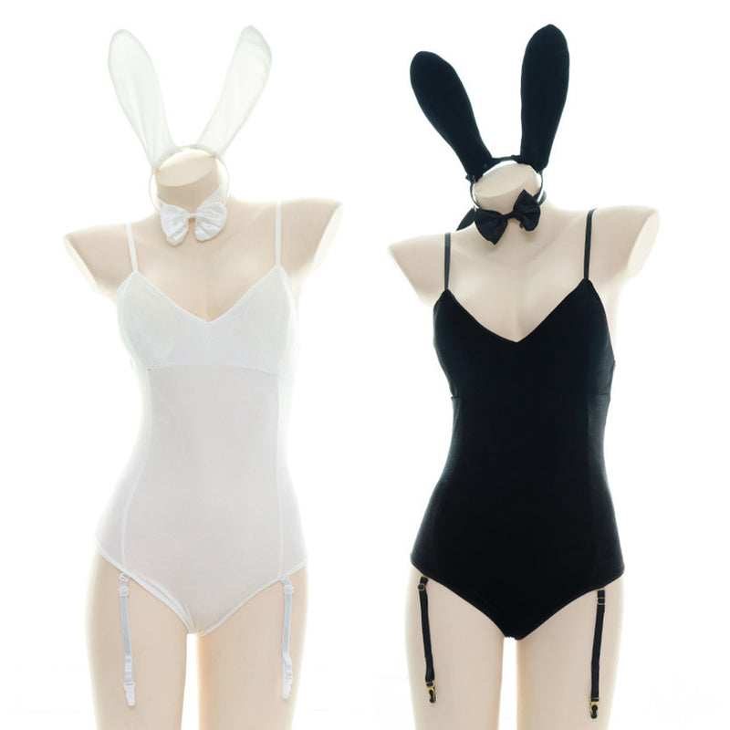 Black Velvet Rabbit Bunny Girls  Uniform Jumpsuit Outfits Halloween Carnival Suit Cosplay Costume