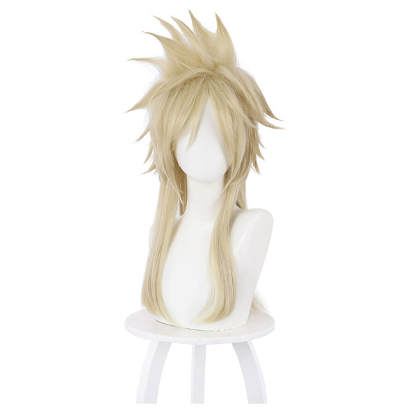 FF7 Final Fantasy VII Cloud Strife Two Braids Hair Short Golden Braided Synthetic Hair Cosplay Wig