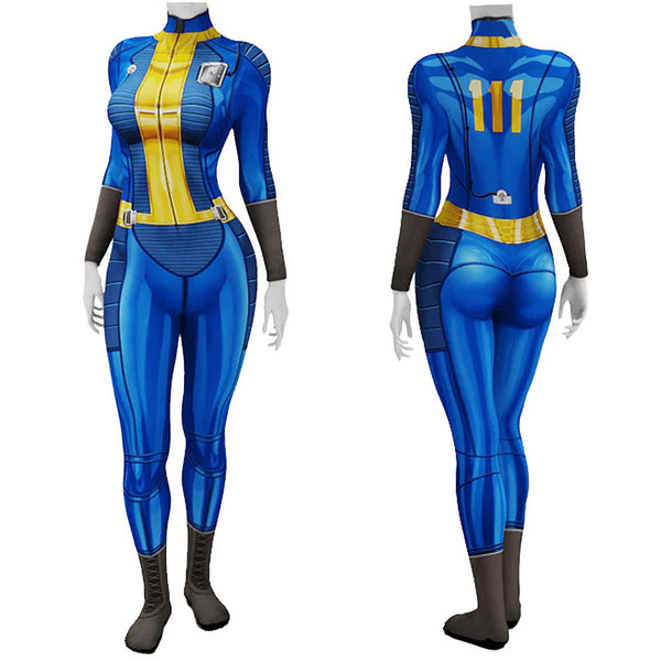 Fallout 4 Game Shelter Women Blue Jumpsuit Party Carnival Halloween Cosplay Costume
