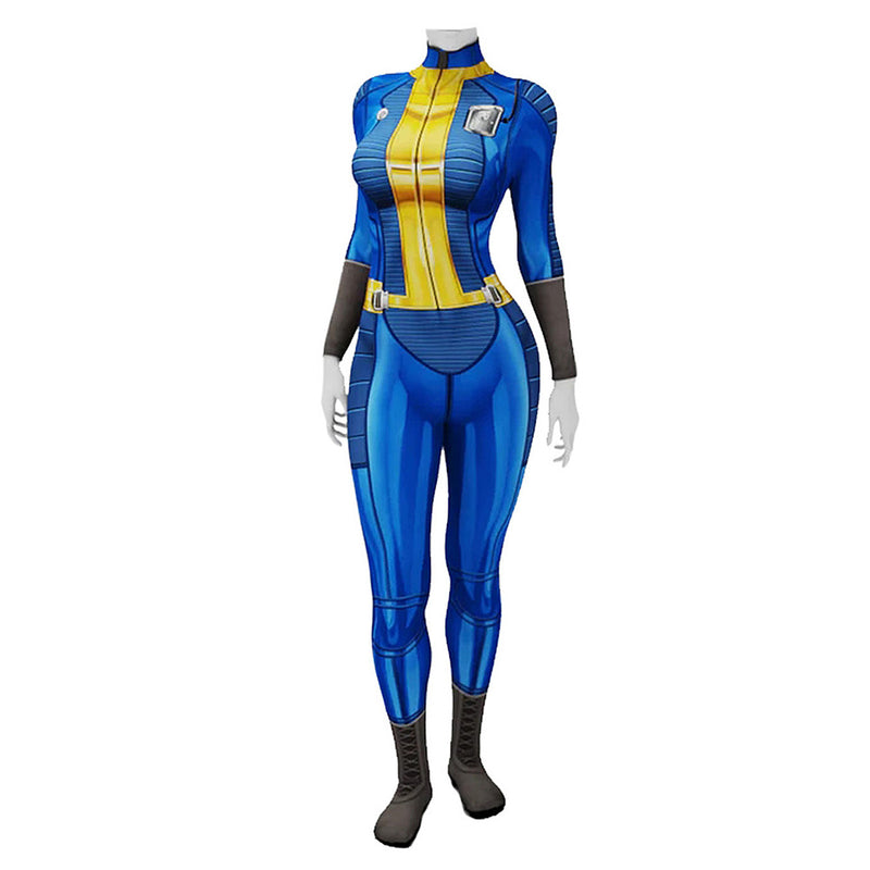 Fallout 4 Game Shelter Women Blue Jumpsuit Party Carnival Halloween Cosplay Costume