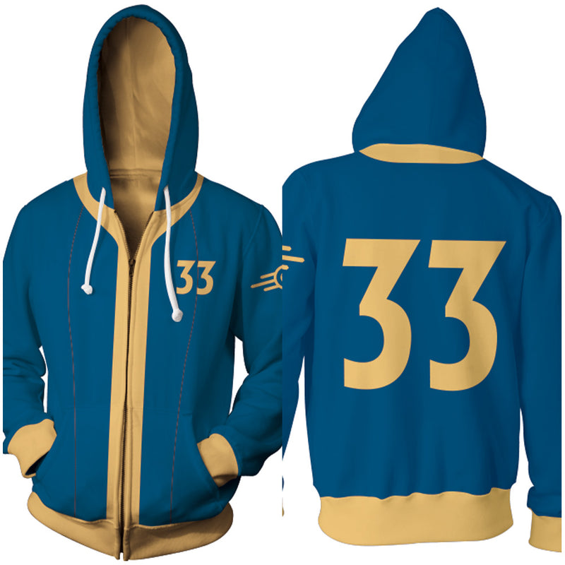 Fallout 4 Game Vault 33 Shelter Zip Up 3D Print Jacket Sweatshirt