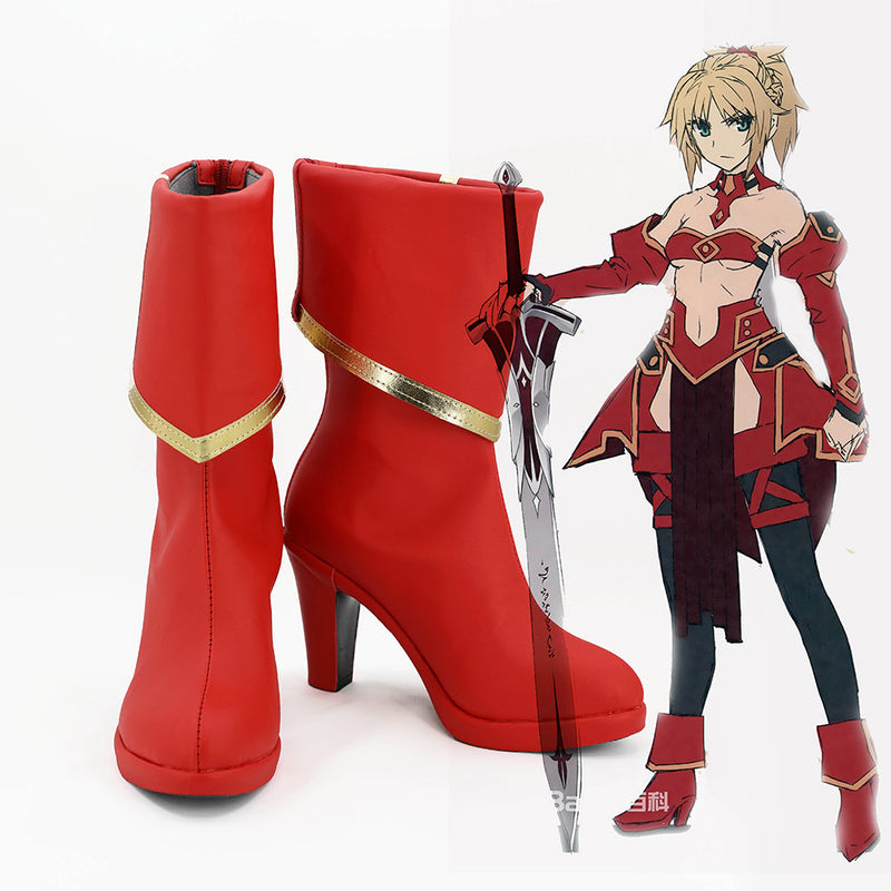 Fate/Apocrypha FA Saber of Red Mordred Boots Cosplay Shoes