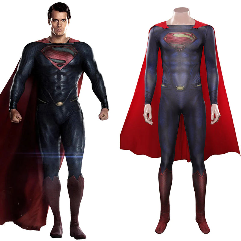 Superman: Man of Steel Cosplay Costume Jumpsuit Cloak Outfits Hallowee