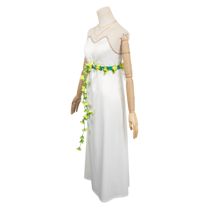 Final Fantasy Game Aerith Gainsborough Women White Dress Party Carnival Halloween Cosplay Costume