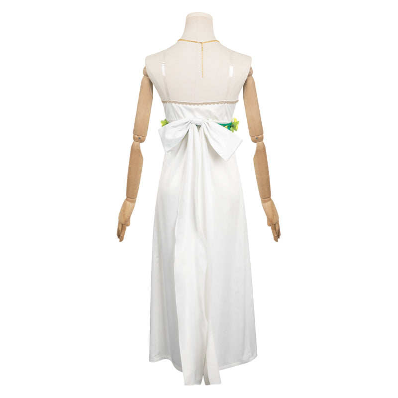 Final Fantasy Game Aerith Gainsborough Women White Dress Party Carnival Halloween Cosplay Costume