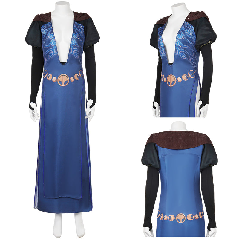 blue dress bg3 Baldur's Gate 3 Shadowheart Wavemother's Robe Cosplay Costume-Takerlama,XL / Female