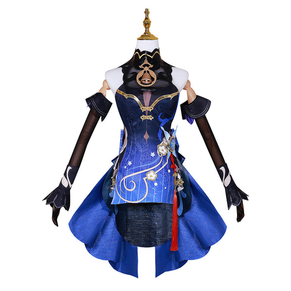 Genshin Impact Game Lantern Rite Ganyu Women Blue Dress Cosplay Costume