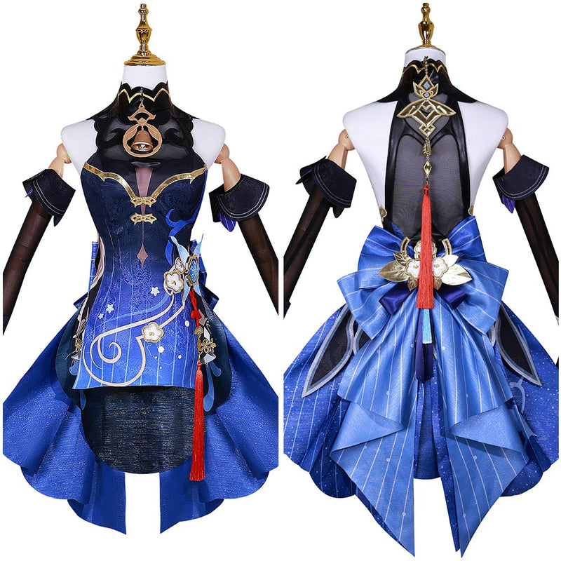 Genshin Impact Game Lantern Rite Ganyu Women Blue Dress Cosplay Costume