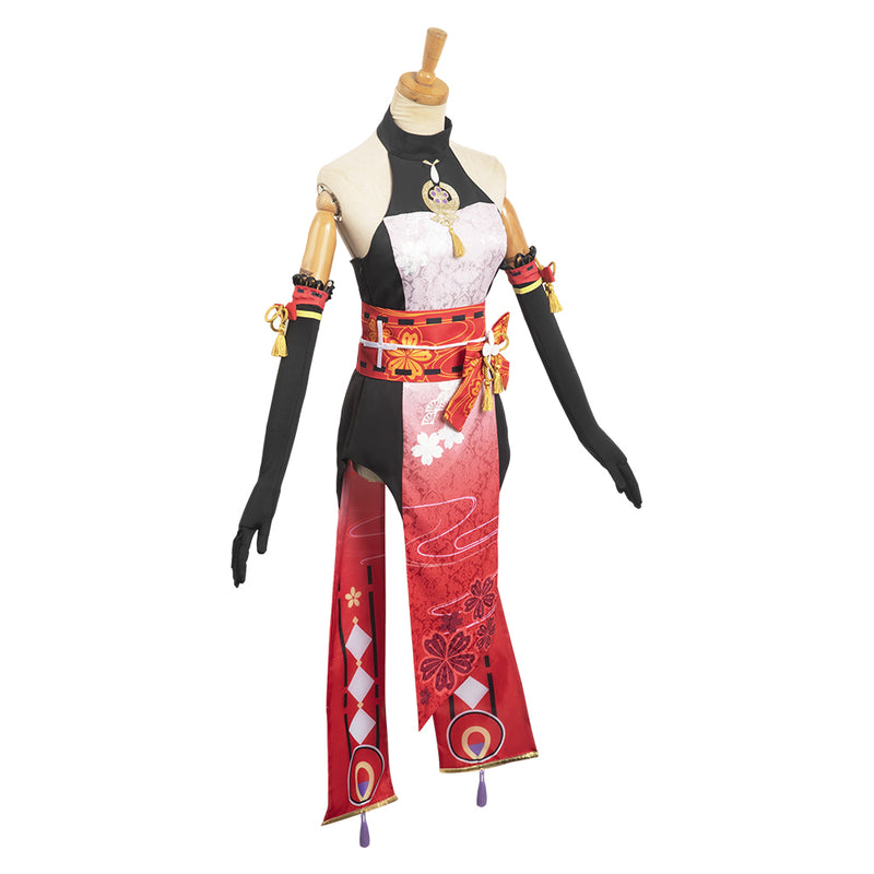 Genshin Impact Yae Miko  Women Red Sexy Cheongsam Jumpsuit Party Carnival Halloween Cosplay Costume