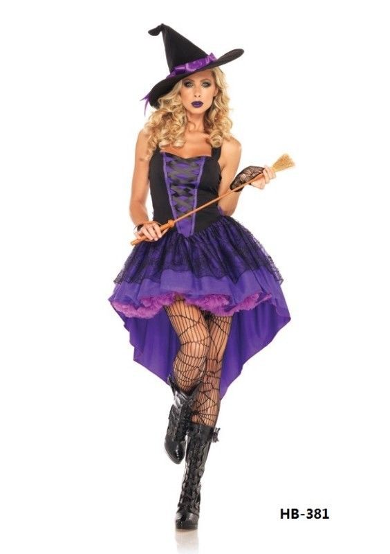 Halloween Sexy Purple Witch Fairy Wizard Adult Cosplay Costume
