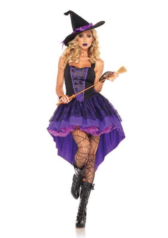 Halloween Sexy Purple Witch Fairy Wizard Adult Cosplay Costume