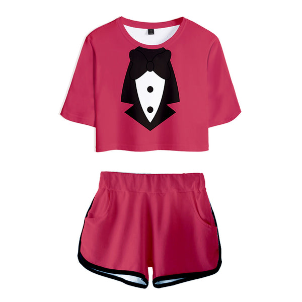Hazbin Hotel TV Charlie Morningstar Pink T-shirt and Shorts Set Party Carnival Halloween Cosplay Costume