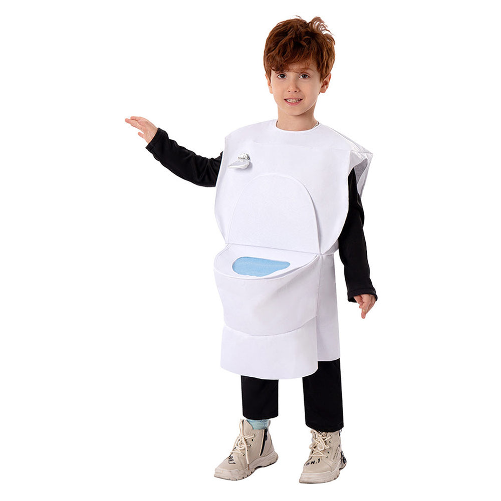 Horror Game Toilet Man Kids Children Outfits Halloween Carnival Cosplay  Costume