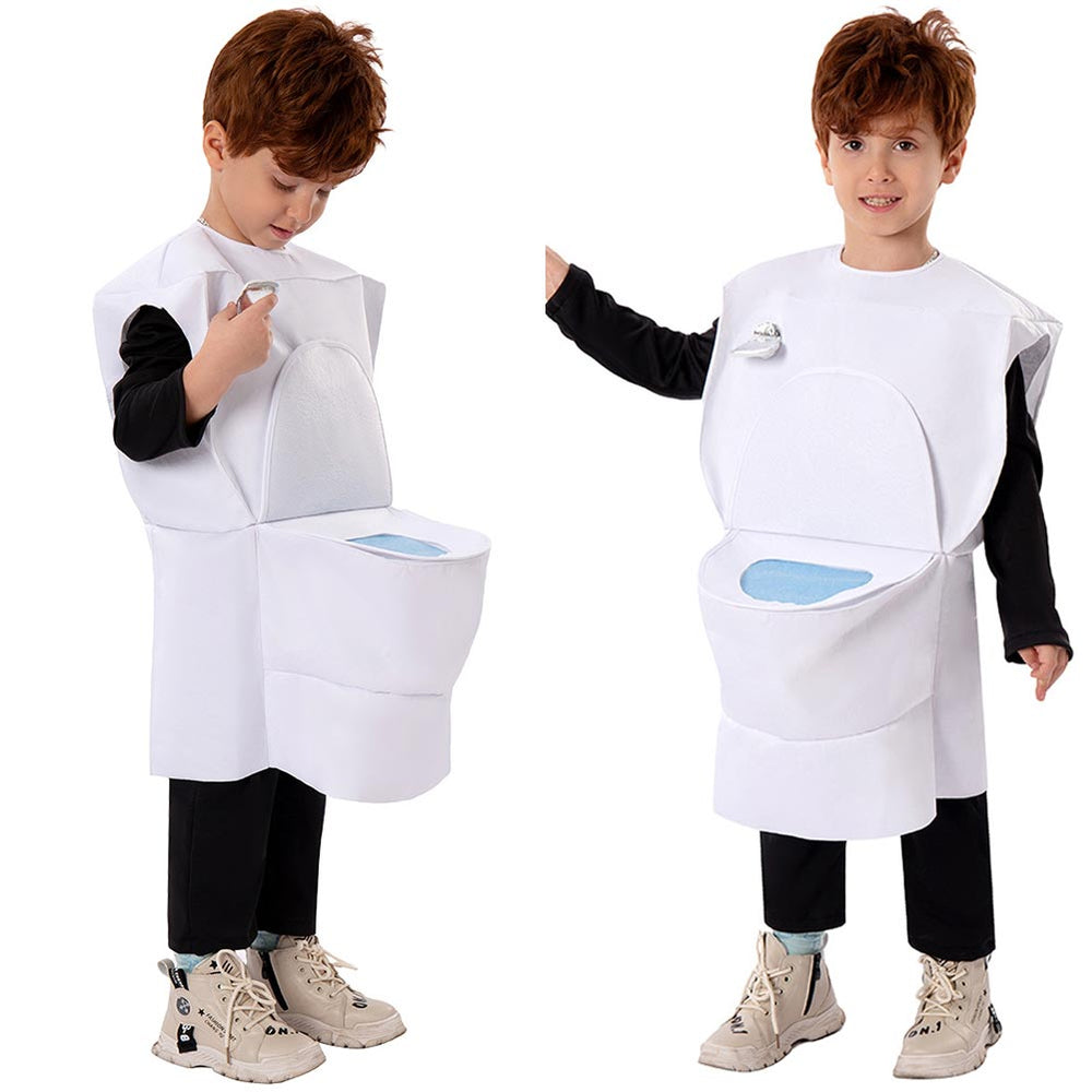 Horror Game Toilet Man Kids Children Outfits Halloween Carnival Cosplay  Costume