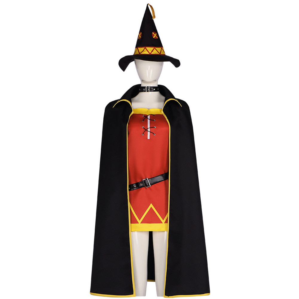 Megumin Women Black Suit With Hat Cosplay Costume | Cossky