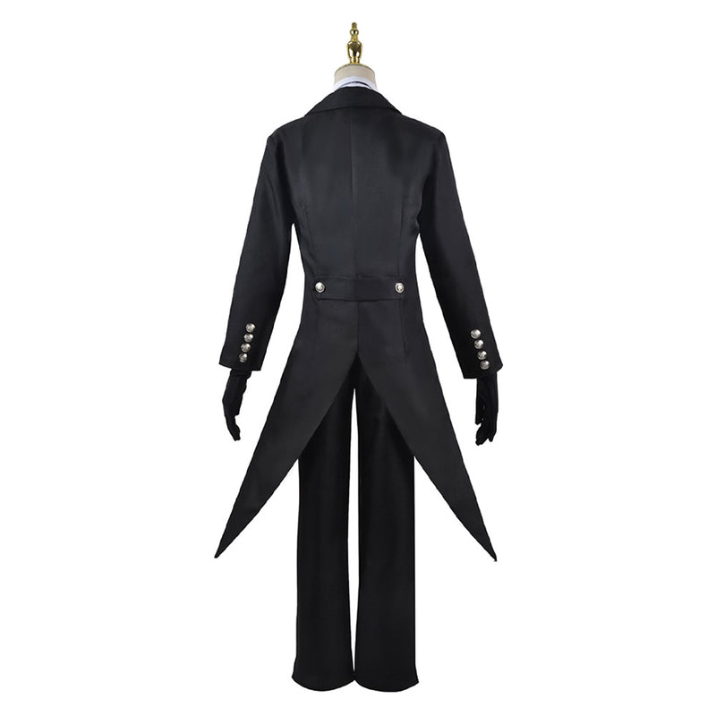 Kuroshitsuji Anime Sebastian Michaelis Black Outfit Party Carnival Halloween Cosplay Costume