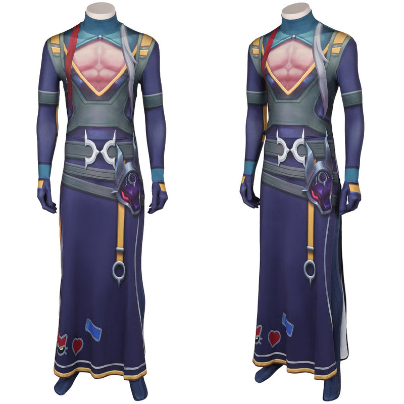 League of Legends Game The Unforgotten Yone Heartsteel Printed Jumpsuit Halloween Party Carnival Cosplay Costume
