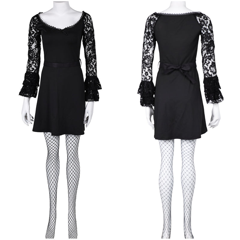 Lisa Frankenstein Movie Misty Women Black Lace Long sleeved Dress Part