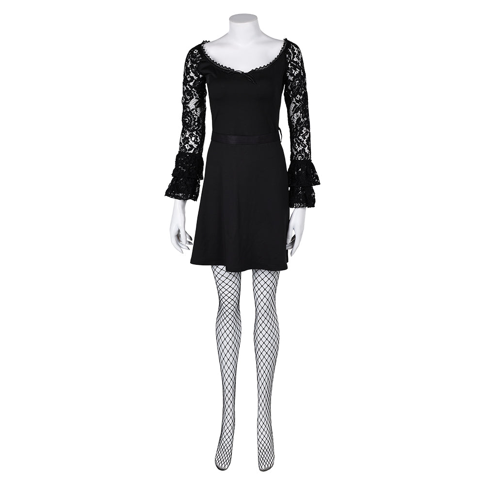 Lisa Frankenstein Misty Women Black Lace Long-sleeved Dress Party Carnival  Halloween Cosplay Costume