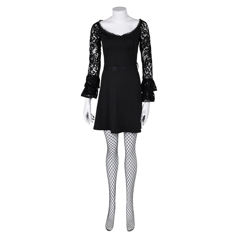 Lisa Frankenstein Movie Misty Women Black Lace Long sleeved Dress Part