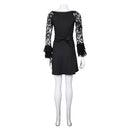 Lisa Frankenstein Movie Misty Women Black Lace Long-sleeved Dress Party Carnival Halloween Cosplay Costume