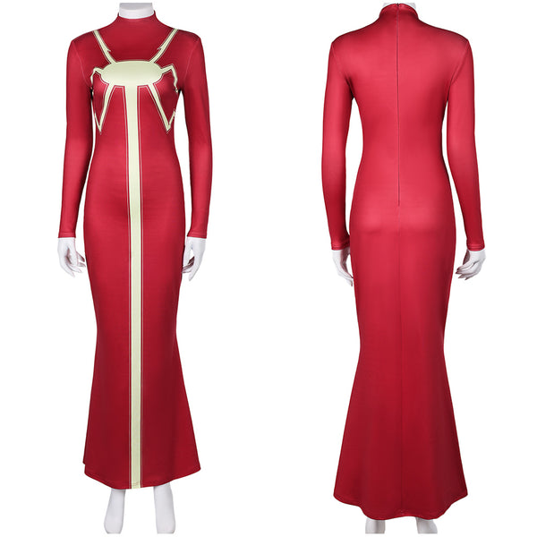 Madame Web 2024 Movie Women Red Dress Party Carnival Halloween Cosplay Costume