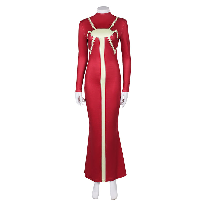 Madame Web 2024 Women Red Dress Party Carnival Halloween Cosplay Costume Madame Web 2024 Women Red Dress Party Carnival Halloween Cosplay Costume