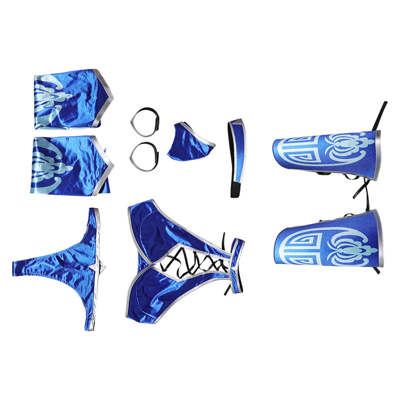 Mortal Kombat 1 Game Kitana Women Blue Bikini Suit Party Carnival Halloween Cosplay Costume